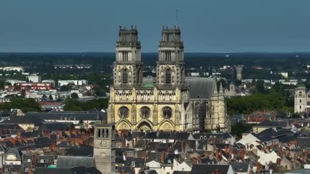 Aerial View Paris Suburb French City Orleans Roofs Medieval Houses — Stok video