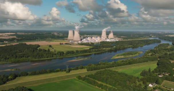 Aerial View Nuclear Power Plant France Atomic Power Stations Very — стоковое видео