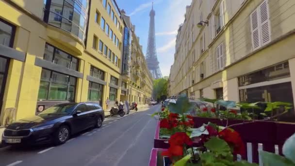 Paris France August 2022 Eiffel Tower Sunset Summer Most Popular — Stok Video