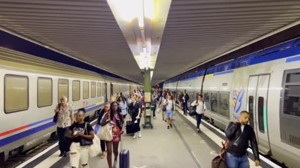 Paris France August 2022 Arrival Train Railway Station France People — Stok video