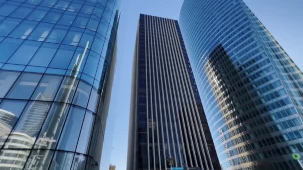 Modern Office High Rise Skyscraper Buildings City Business District Looking — Vídeo de Stock