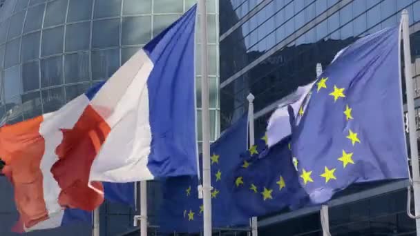 Σημαία Γαλλίας Και Στύλο Σημαίας Εξαιρετικής Ποιότητας Γαλλική Δημοκρατία Και — Αρχείο Βίντεο
