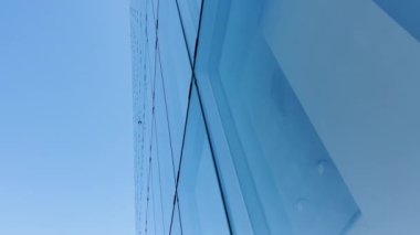 Modern office high rise skyscraper buildings. City business district. Looking up at business buildings. Low angle view of business buildings. Paris France. High quality 4k footage