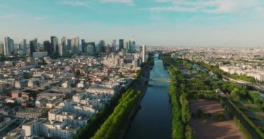 Business Financial Downtown City Cityscape Urban Landmark and Business Finance District Center. Paris, France. High quality 4k footage