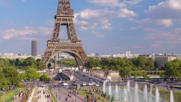 France Paris Eiffel Tower Morning Time Summertime Paris France Horizontal — Wideo stockowe