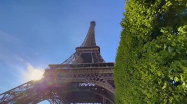 Summer weather in Paris, France. Famous Eiffel Tower in Paris Cityscape. Video filmed on blackmagic camera 6K. High quality 4k footage