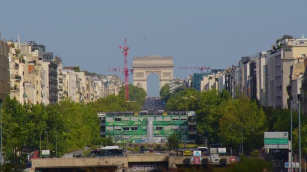 Paris France August 2022 Timelapse Paris Cityscape Arch Triumph Champs — Stock videók