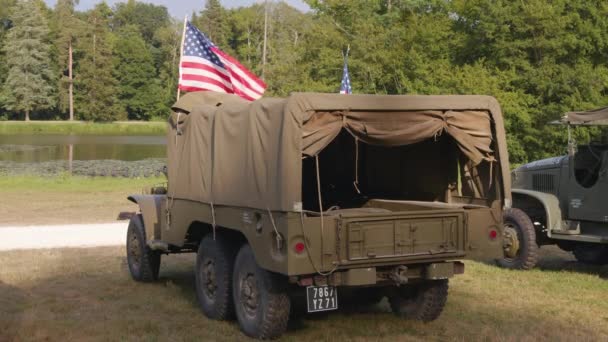 American Military Truck American Flag Military Equipment Usa Military Equipment — Αρχείο Βίντεο