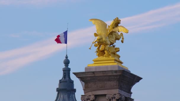 Alexandre Bridge Paris Grand Palais Background Paris France High Quality — стокове відео