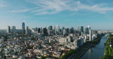 Business Financial Downtown City Cityscape Urban Landmark and Business Finance District Center. Paris, France. High quality 4k footage