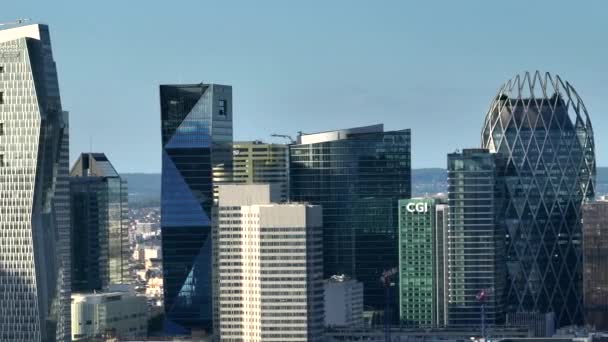 Vedere Aeriană Zgârie Nori Districtul Afaceri Financiar Modern Din Paris — Videoclip de stoc