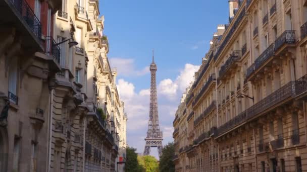 Timelapse Movement Clouds Sunset Dusk Eiffel Tower Blue Sky Top — Stok video