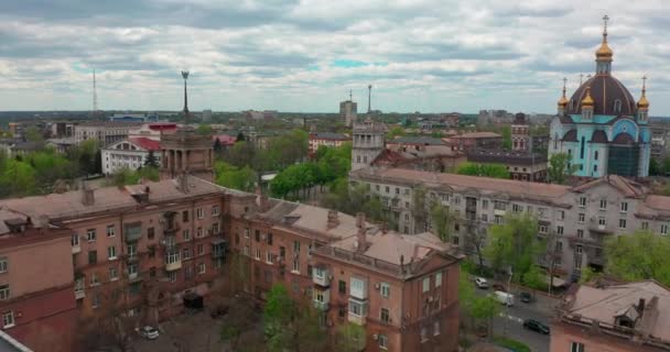 Маріуполь Україна Вересня 2021 Центр Маріуполя Переліт Через Місто Перед — стокове відео