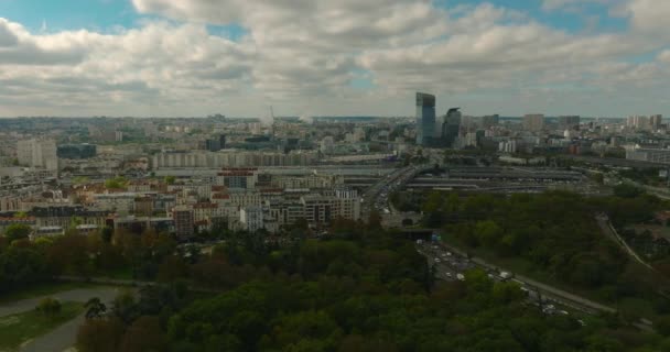 Fransa Paris Hava Manzarası Görüntüleri Binaların Üzerinde Uçan Hava Manzarası — Stok video