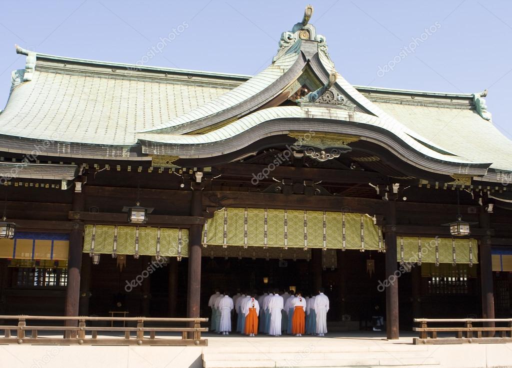 Shinto Temple With Priests