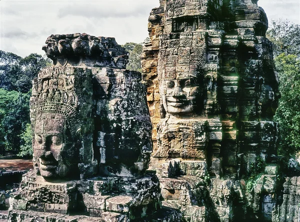 Faces On The Bayon Temple Towers — Stock Photo, Image
