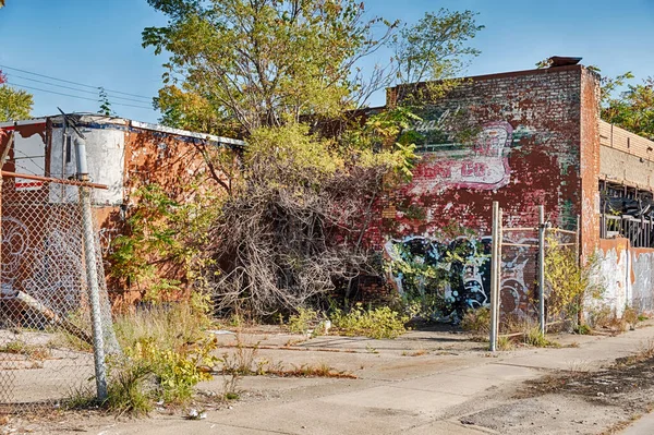 Detroit Usa October 2019 Old Garage Street Corner Hamilton Avenue — Stock Photo, Image