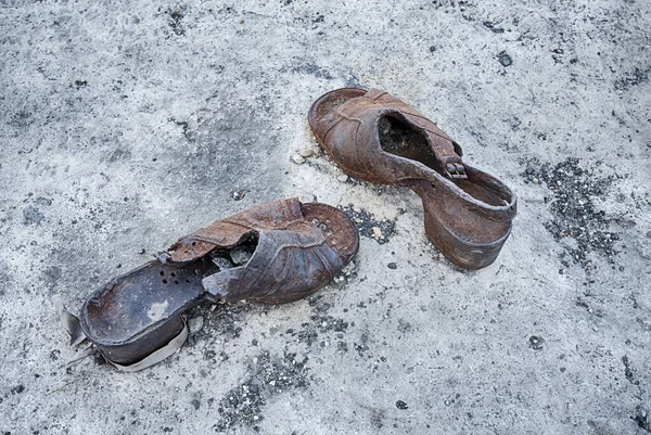 Budapest Hungary March 2017 One Shoe One Sandal Lie Together — Stock Photo, Image