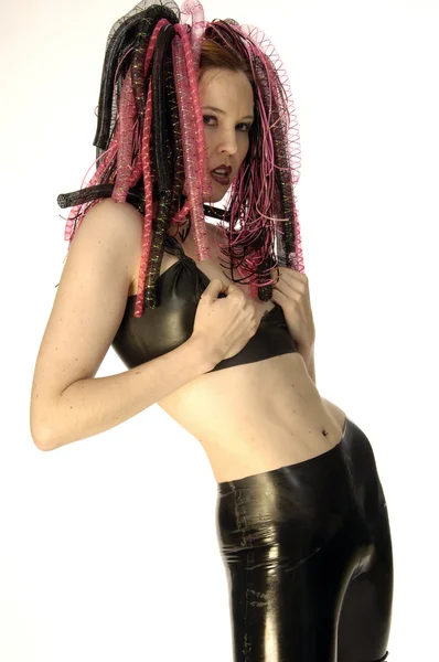 Cyber Goth Latex Modell — Stockfoto