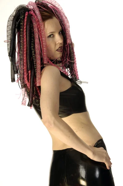 Cyber Goth Latex model — Stockfoto