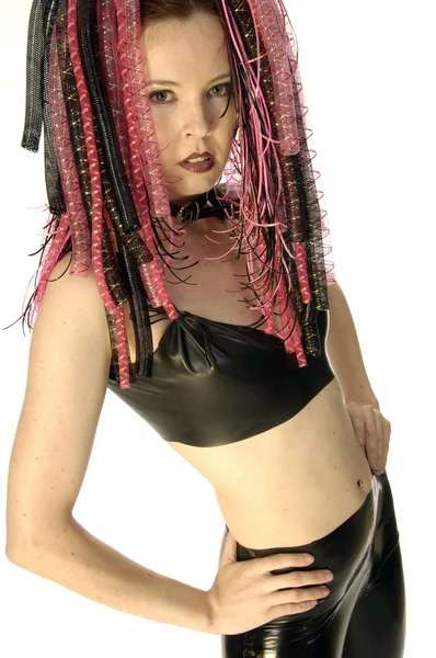 Cyber goth lateks modeli — Stok fotoğraf