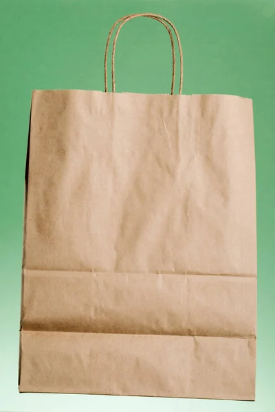 Empty Brown Paper Shopping Bag Handles — Stock Photo, Image