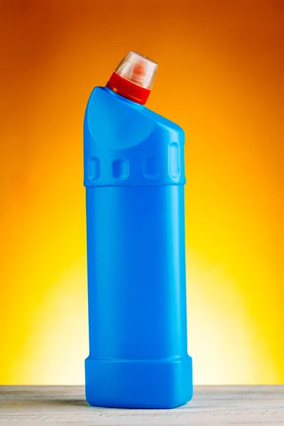Bottles Detergent Cleaning Products Yellow Background — Stock Photo, Image