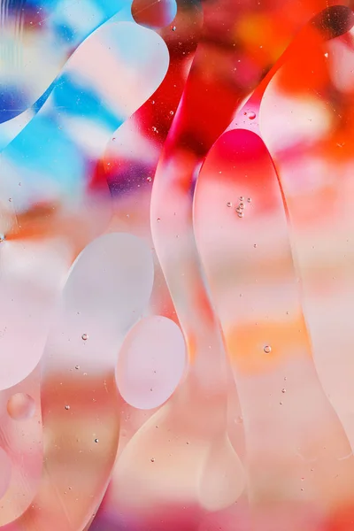 Крупный План Движения Капель Масла Поверхности Воды Красочный Абстрактный Макрофон — стоковое фото