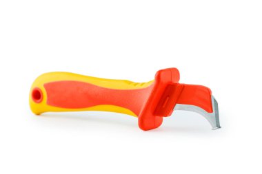 Elektrikçi ve inşaat aletleri. El aleti. Beyaz bir arkaplanda.