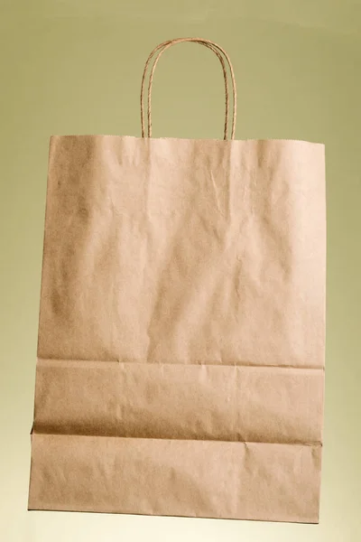Empty Brown Paper Shopping Bag Handles — Stock Photo, Image
