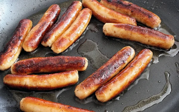 Golden Brown Fried Sausages — Stok Foto