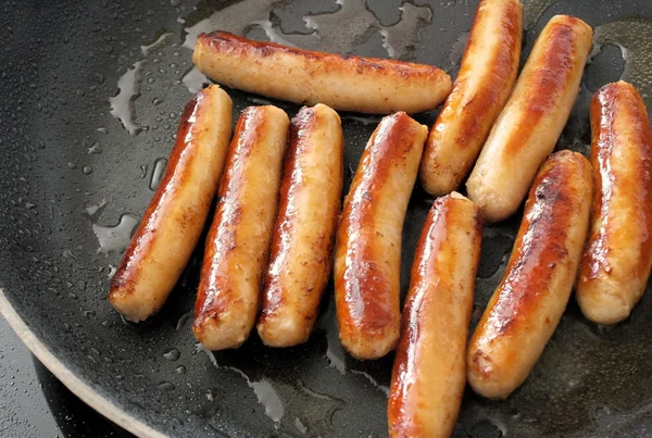 Golden Brown Fried Sausages — Fotografie, imagine de stoc