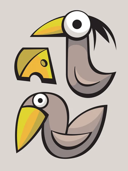 Funny cute Birds — Stock Vector