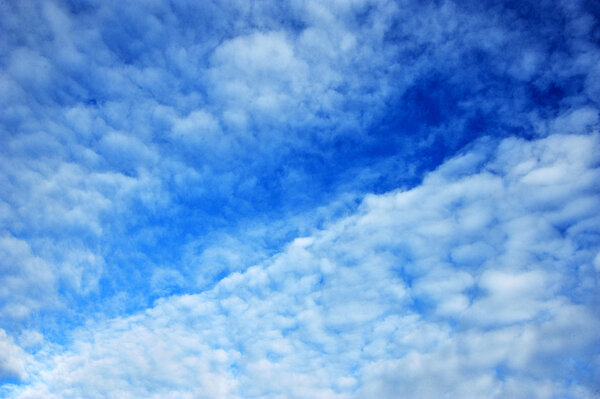 Blue sky and clouds, selective focus.