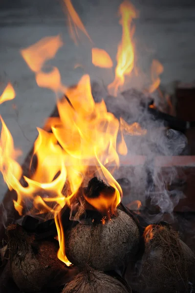 Fuego en una chimenea —  Fotos de Stock