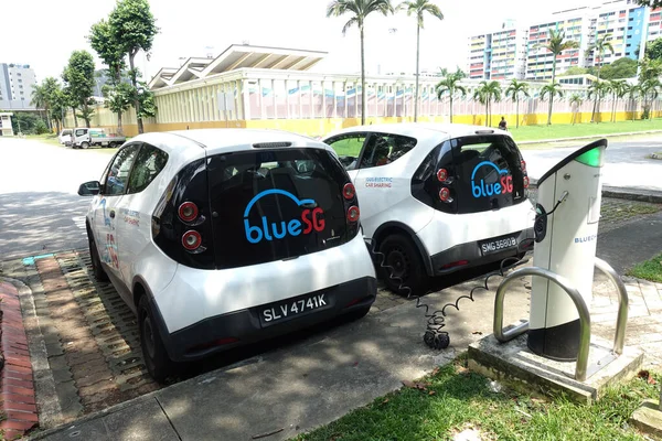 Singapur Wrzesień 2021 Stacja Ładowania Samochodów Elektrycznych Dla Bluesg Yishun — Zdjęcie stockowe
