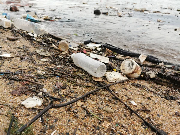 Plastic pollution in ocean (Environment concept)
