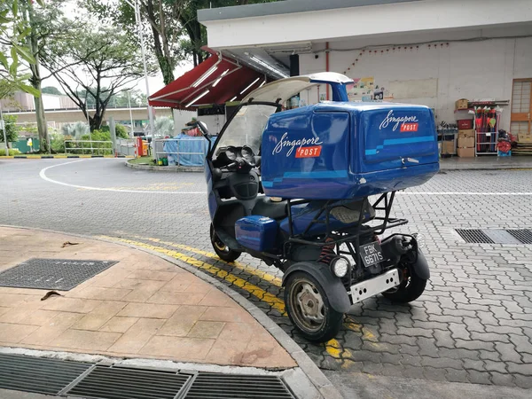 Singapur 2020 Detailní Záběr Parkoviště Singapurské Pošty Podél Silnice Pohled — Stock fotografie