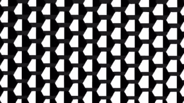 Soyut geometrik desen hareketli arkaplan. Doku dekorasyonu grafiği. Siyah ve beyaz şekiller karo animasyonu döngüye alındı