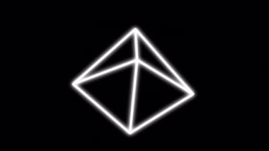 White 3d pyramid spinning with alpha channel. Outline pyramid rotating animation