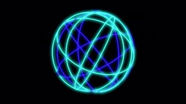 Abstract tech lines animated.Orb glowing technology.Circles with lines motion network concept.3d Sphere power 