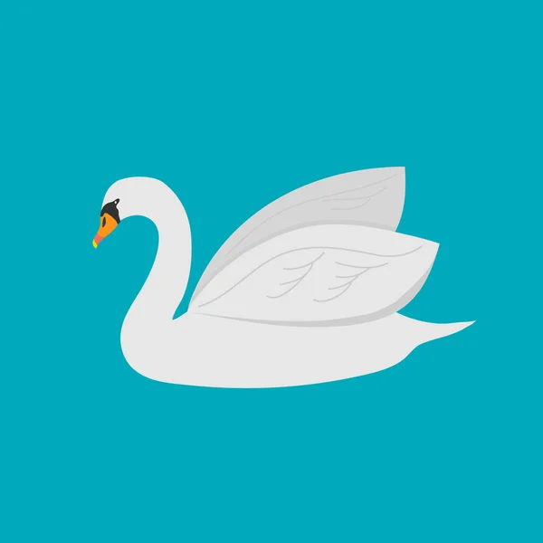 White Swan Blue Background Vector Illustration — Stockvector