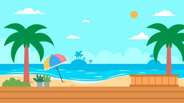 Природа Тропічного Пляжу Scen Vacation Leisure Nature Vector Illustration Beautiful — стоковий вектор