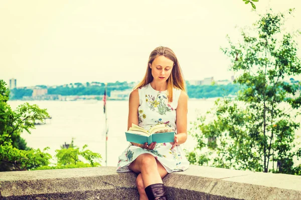 Amerikalı üniversite öğrencisi, New York 'ta seyahat ediyor. Çiçek desenli bir elbise giyen güzel bir kız, elinde yeşil bir kitap, Hudson Nehri kenarında oturuyor, aşağı bakıyor, okuyor, düşünüyor..