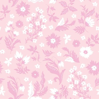 Bahçe çiçeği, bitkiler, botanik, kusursuz model vektör tasarımı moda, kumaş, duvar kağıdı ve tüm baskılar için. Küçük çiçekte şirin bir desen. Küçük renkli çiçekler..