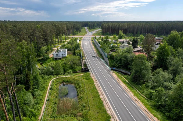 Autopista Baltica Entre Vilnius Riga Tallin Tramo Carretera Junto Saulkrasti — Foto de Stock
