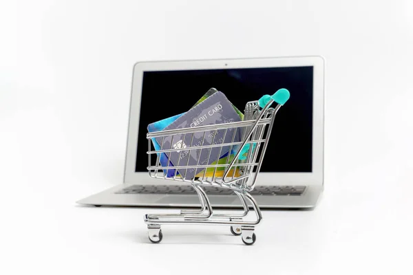 Shop Online Pagamento Senza Contanti Concetto Commerce Spazio Copia — Foto Stock