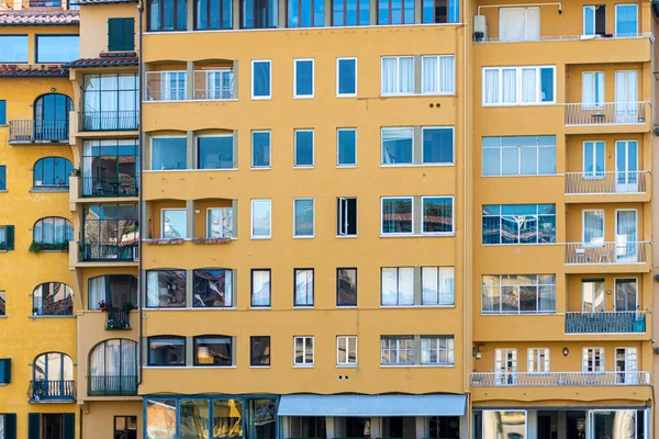 Fasader Traditionella Italienska Byggnader Vid Floden Arno Florens Toscana Italien — Stockfoto