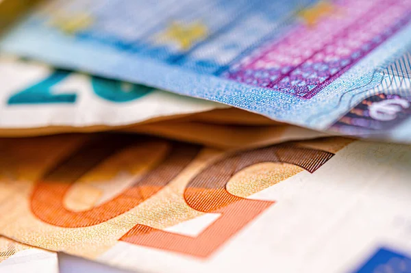 Contesto Monetario Delle Banconote Euro Primo Piano Delle Banconote Euro — Foto Stock