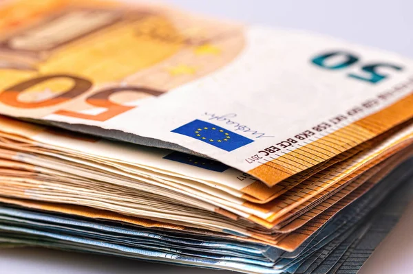 Contesto Monetario Delle Banconote Euro Primo Piano Delle Banconote Euro — Foto Stock